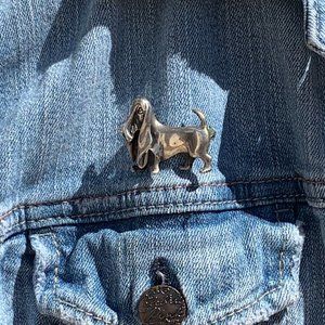 Sterling Silver Basset Hound Pin